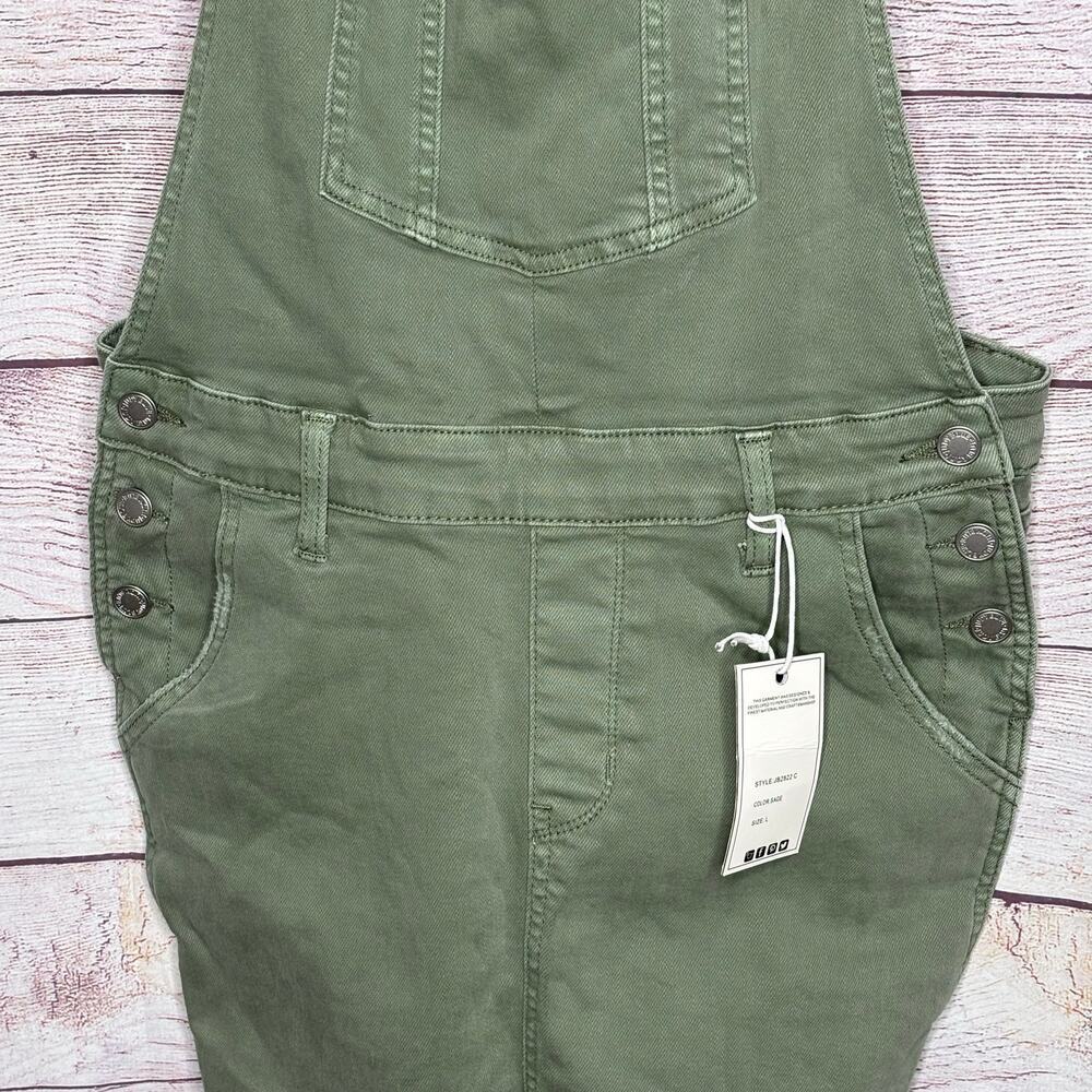 Judy Blue Denim Sage Green Overall Skirt Dress Size Large New - Picture 9 of 12